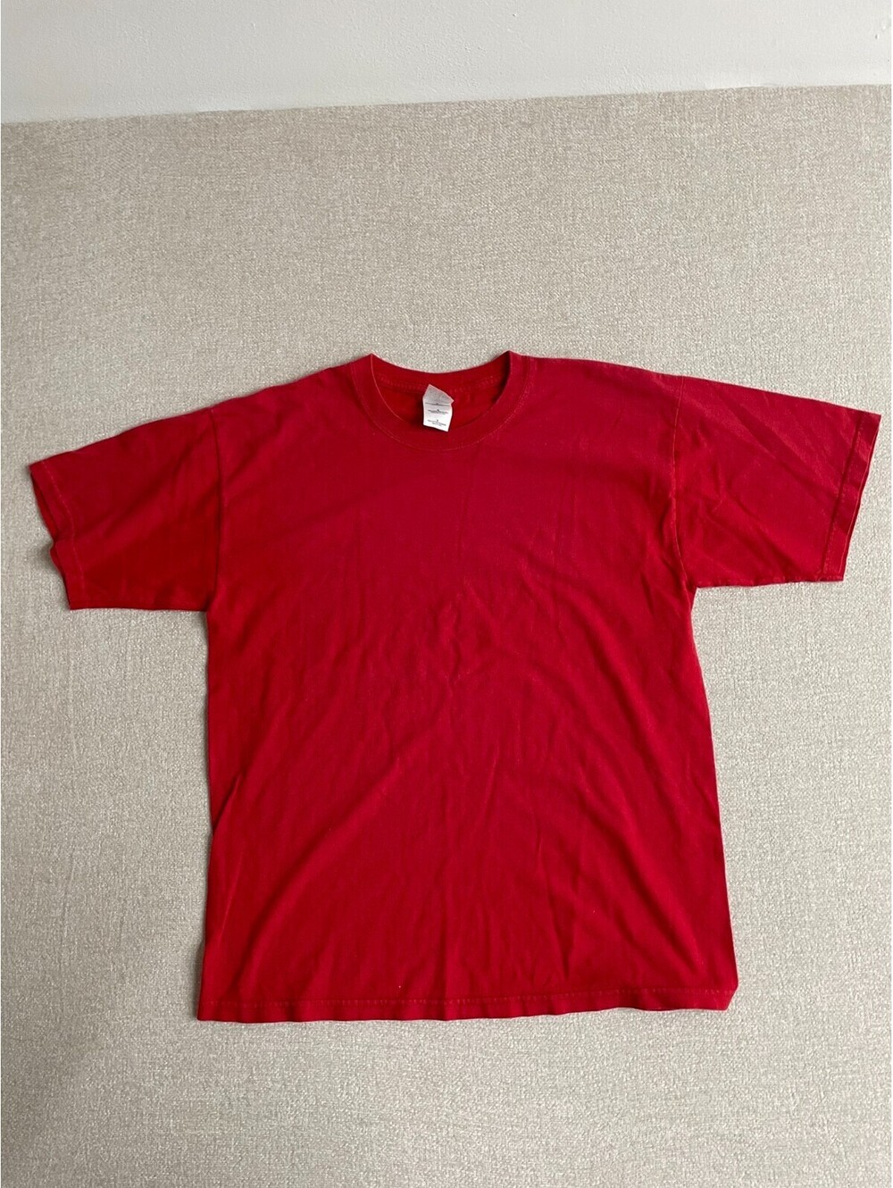Gildan Mens Solid Red Short Sleeve Crew Neck T-Shirt Size Large